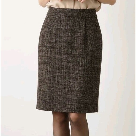 Calvin Klein Black White Tweed Pencil Skirt Sz 2 Classic Prep Academia Workwear - Picture 1 of 9